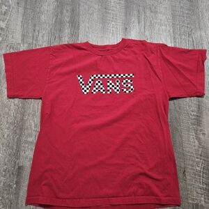 Vans Red Tee with Checkered Logo